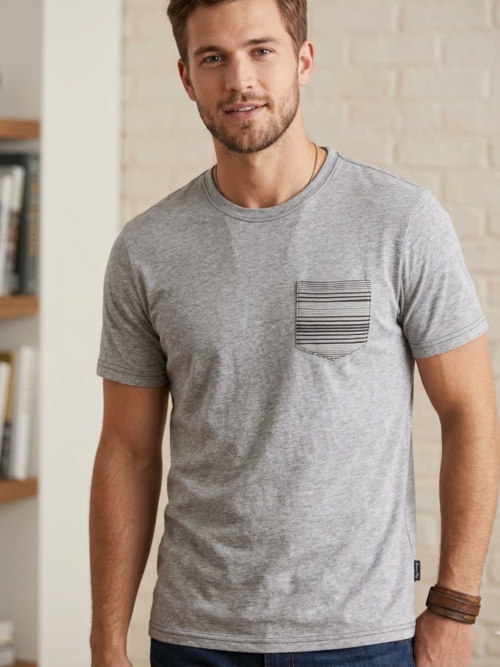 American Rag Gray Short Sleeve Tee Casual Cotton Blend
